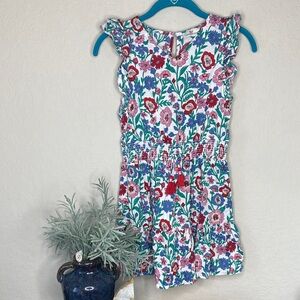 Vineyard Vines Girls 100% Cotton Floral Smocked Dress with Pink & Blue Flowers